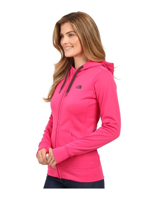 The north face Long Sleeve Catch Away Logo Zip Up Hoodie in Pink